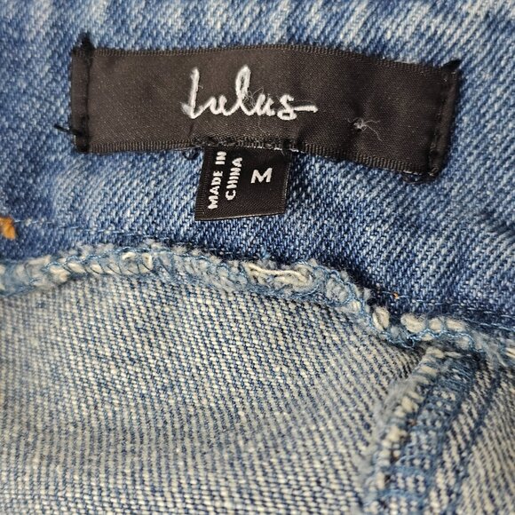 Lulus Women's Medium Wash Corset Stitched Sleeveless Denim Mini Dress Size M NWT - Picture 9 of 15
